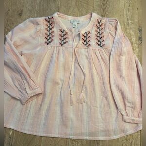 Calypso St Barth Light Pink Embroidered Women’s Blouse 2x